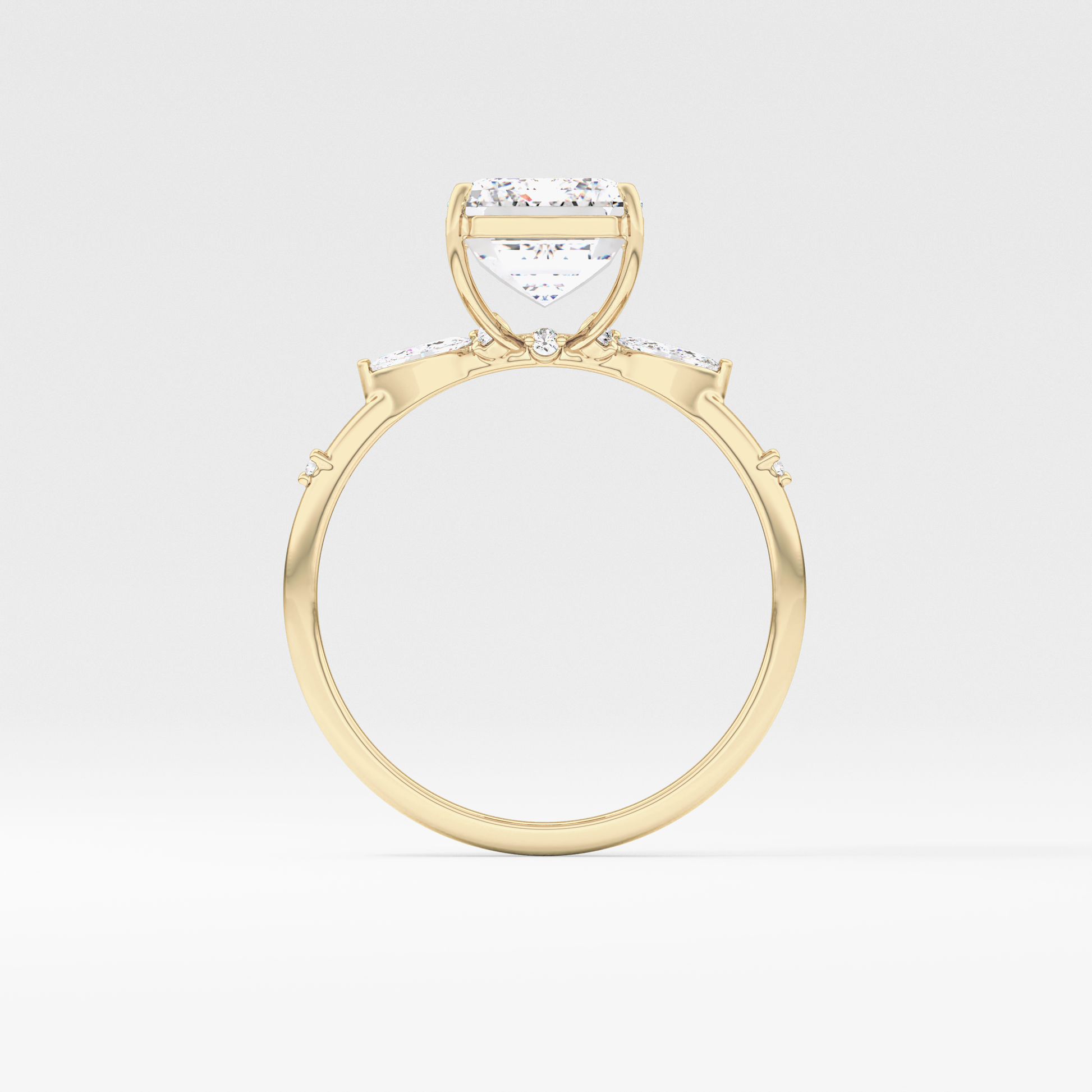 Emerald Solitaire Lab Grown Diamond Engagement Ring