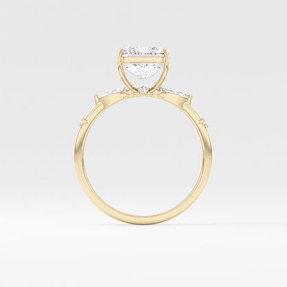 Emerald Solitaire Lab Grown Diamond Engagement Ring