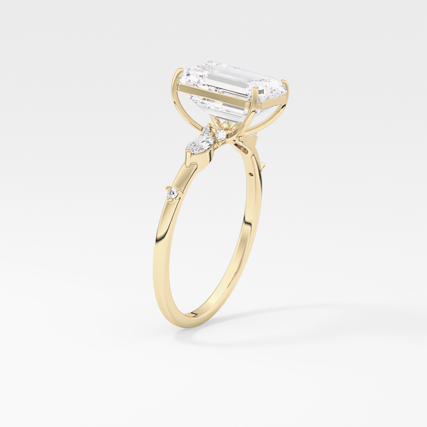 Emerald Solitaire Lab Grown Diamond Engagement Ring