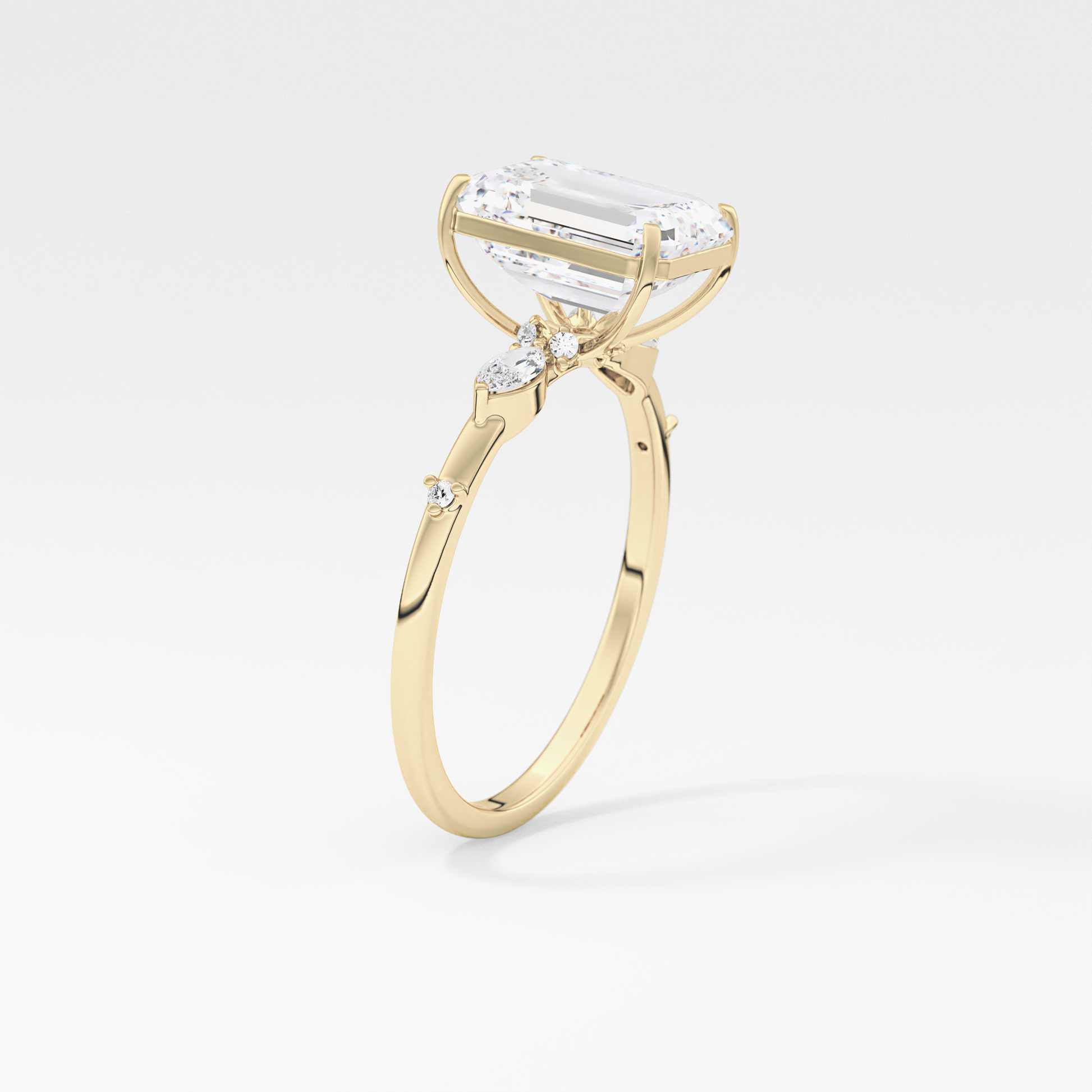 Emerald Solitaire Lab Grown Diamond Engagement Ring