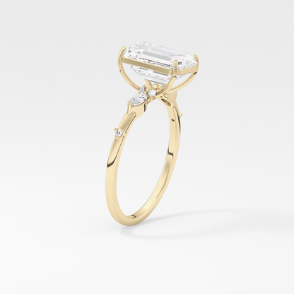 Emerald Solitaire Lab Grown Diamond Engagement Ring