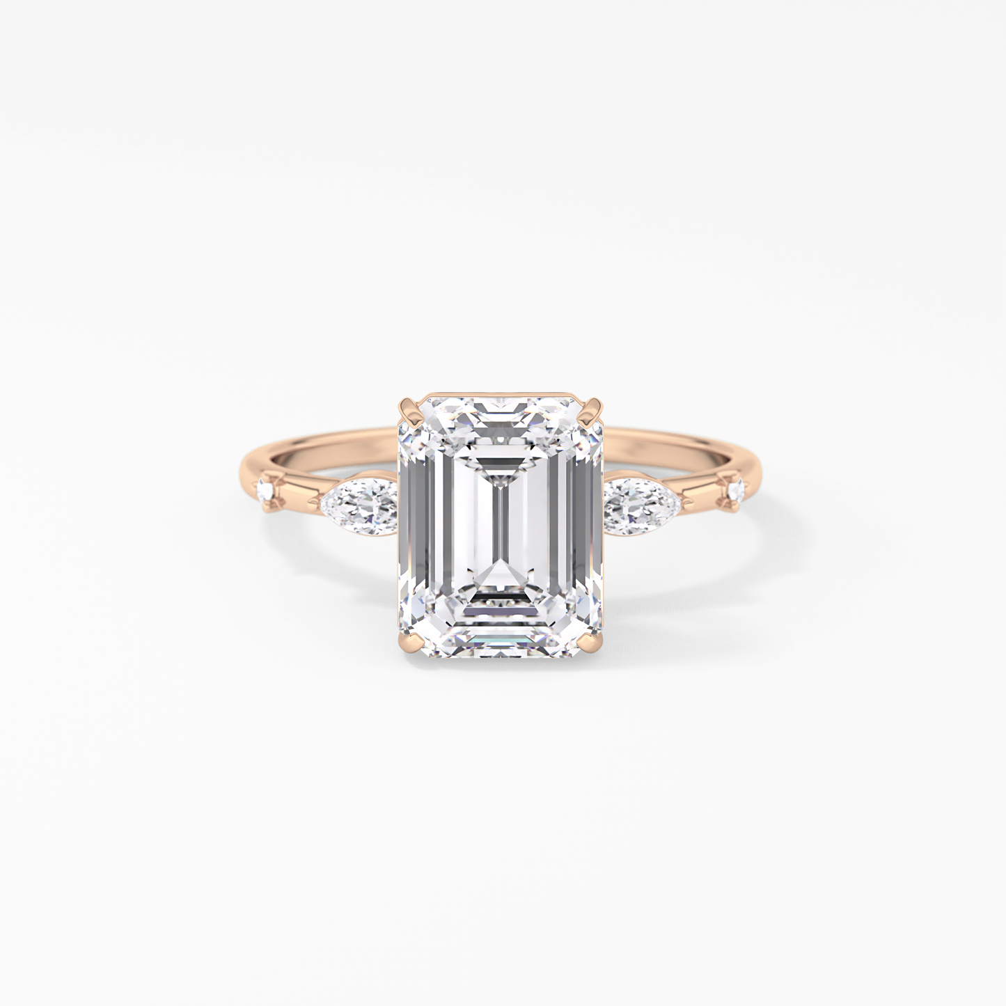 Emerald Solitaire Lab Grown Diamond Engagement Ring