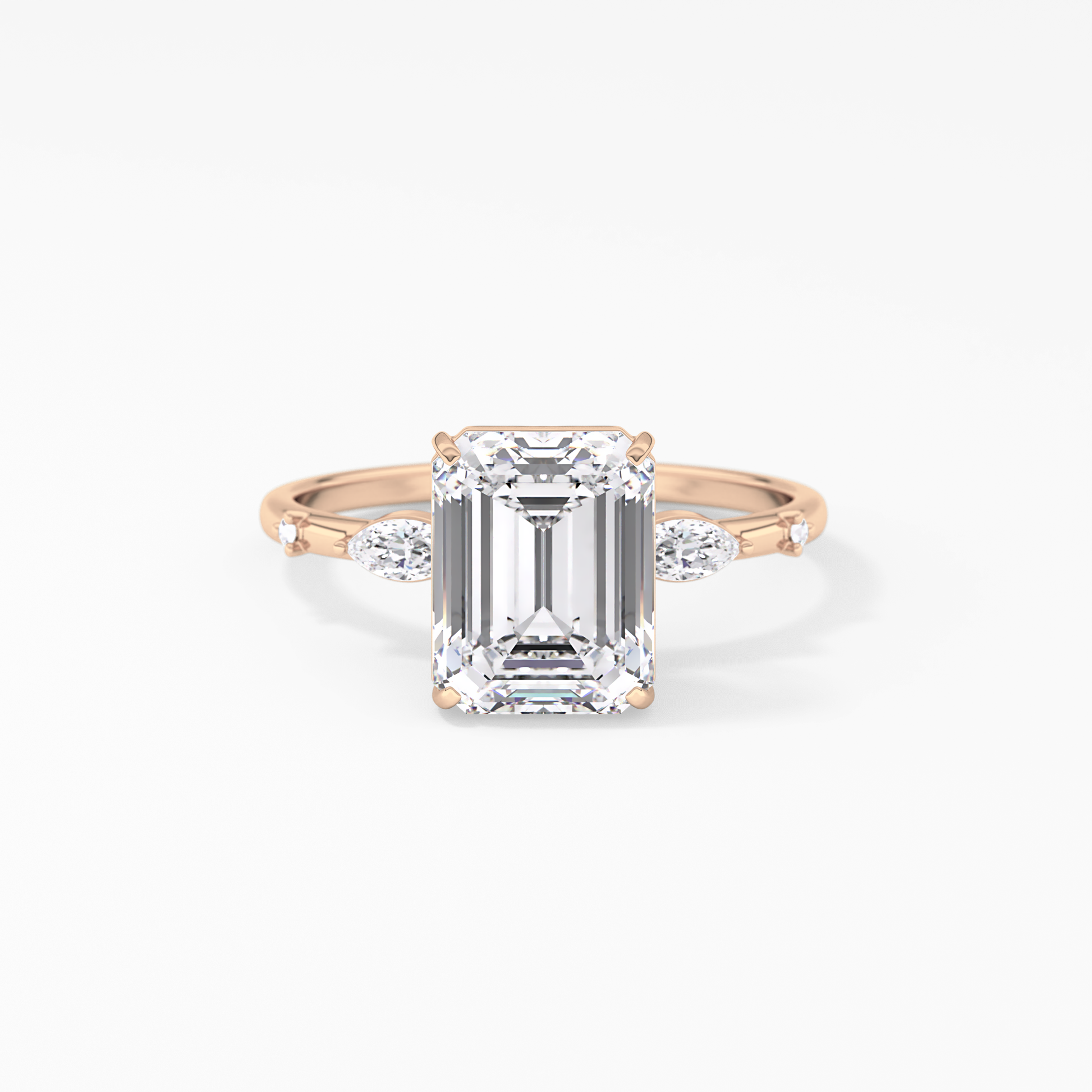 Emerald Solitaire Lab Grown Diamond Engagement Ring