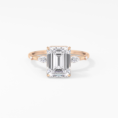 Emerald Solitaire Lab Grown Diamond Engagement Ring