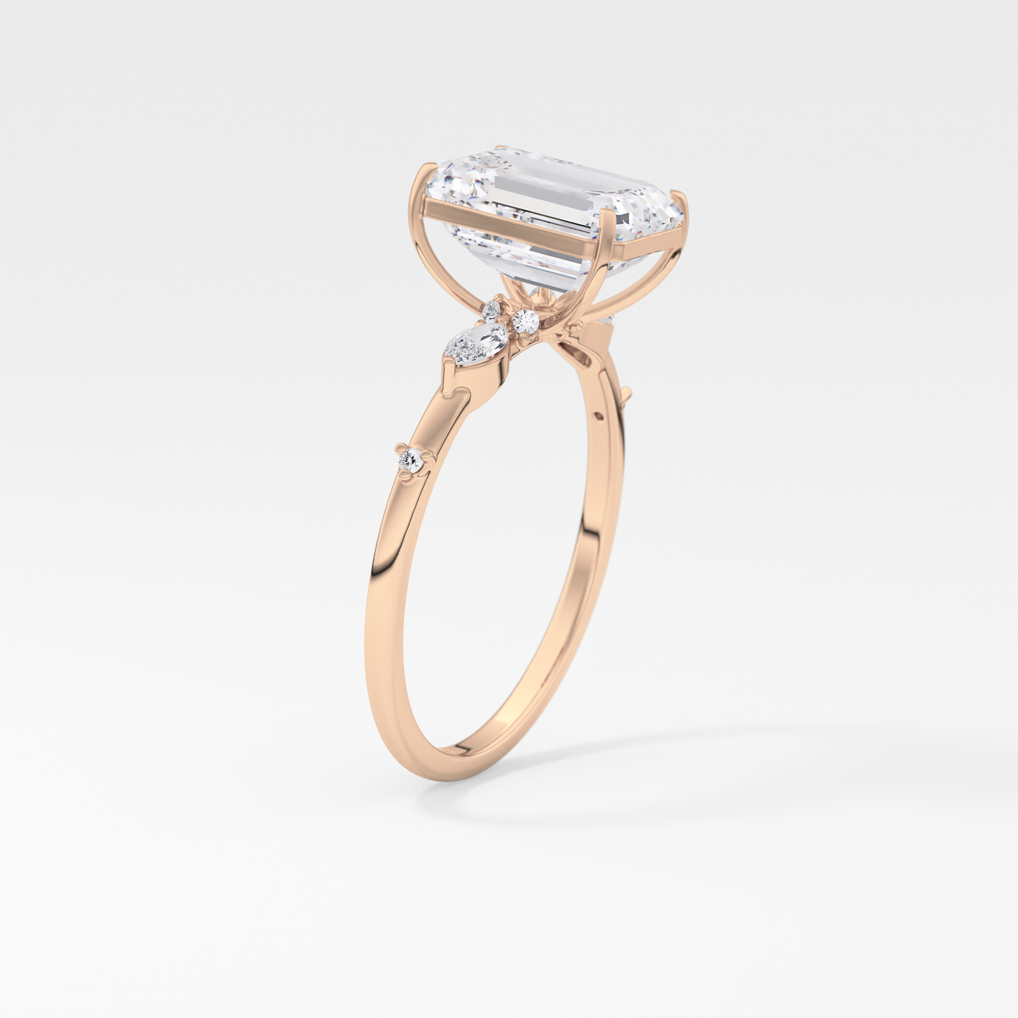 Emerald Solitaire Lab Grown Diamond Engagement Ring