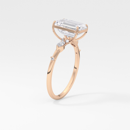 Emerald Solitaire Lab Grown Diamond Engagement Ring
