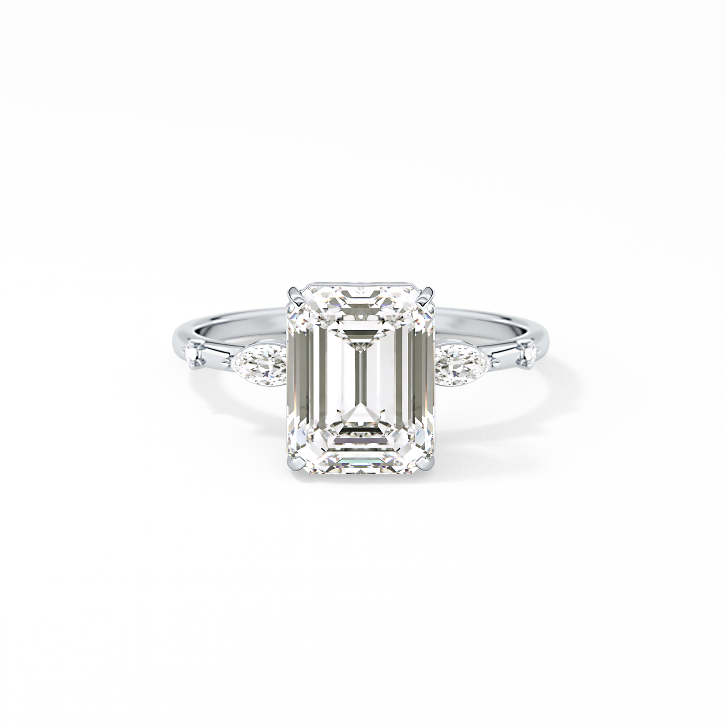 Emerald Solitaire Lab Grown Diamond Engagement Ring