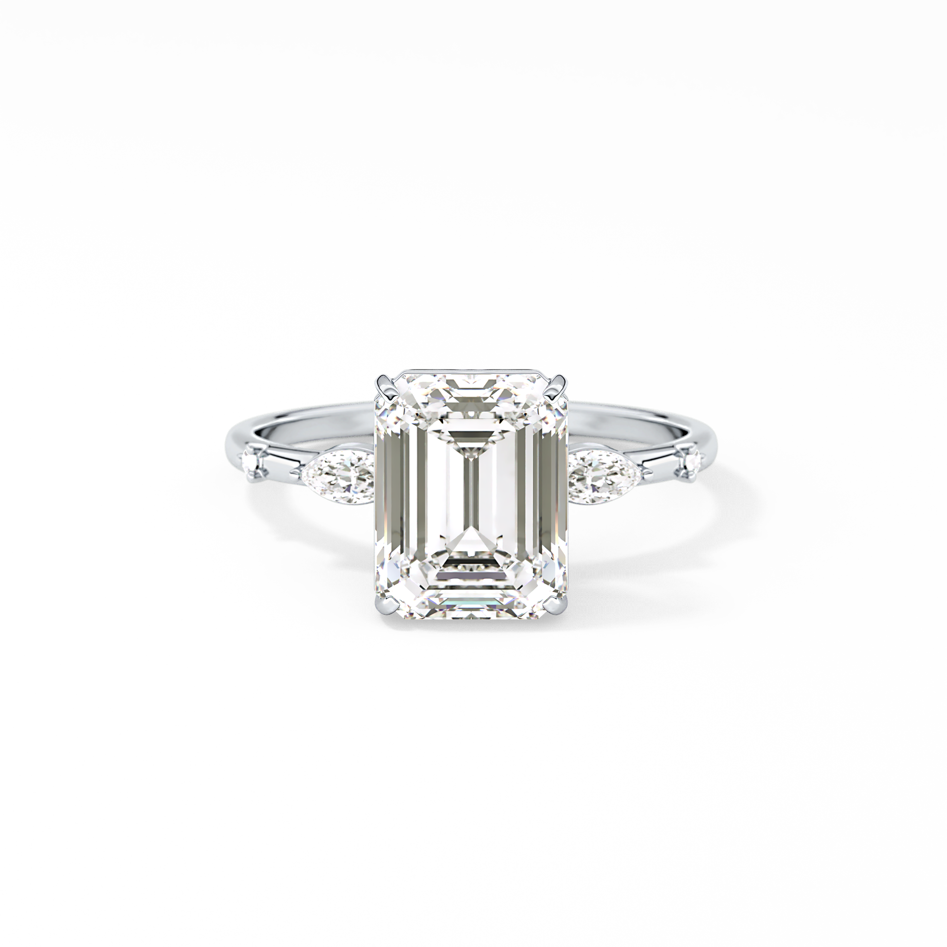 Emerald Solitaire Lab Grown Diamond Engagement Ring
