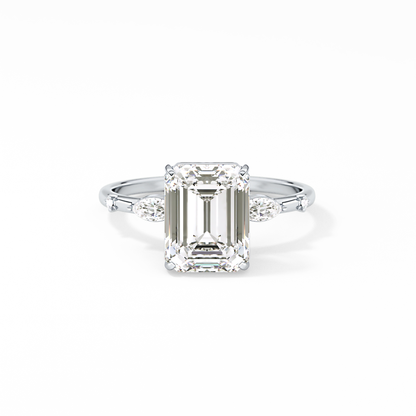 Emerald Solitaire Lab Grown Diamond Engagement Ring
