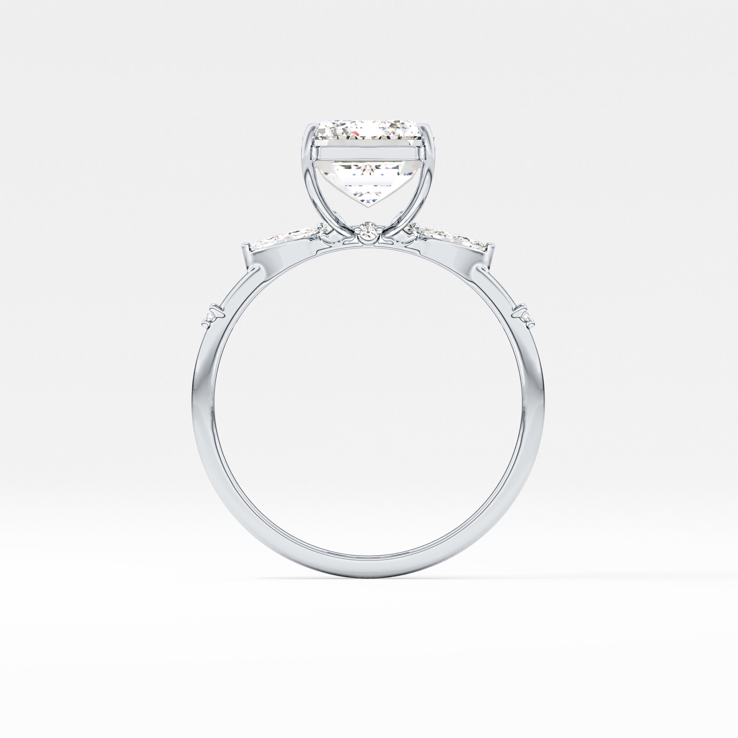 Emerald Solitaire Lab Grown Diamond Engagement Ring