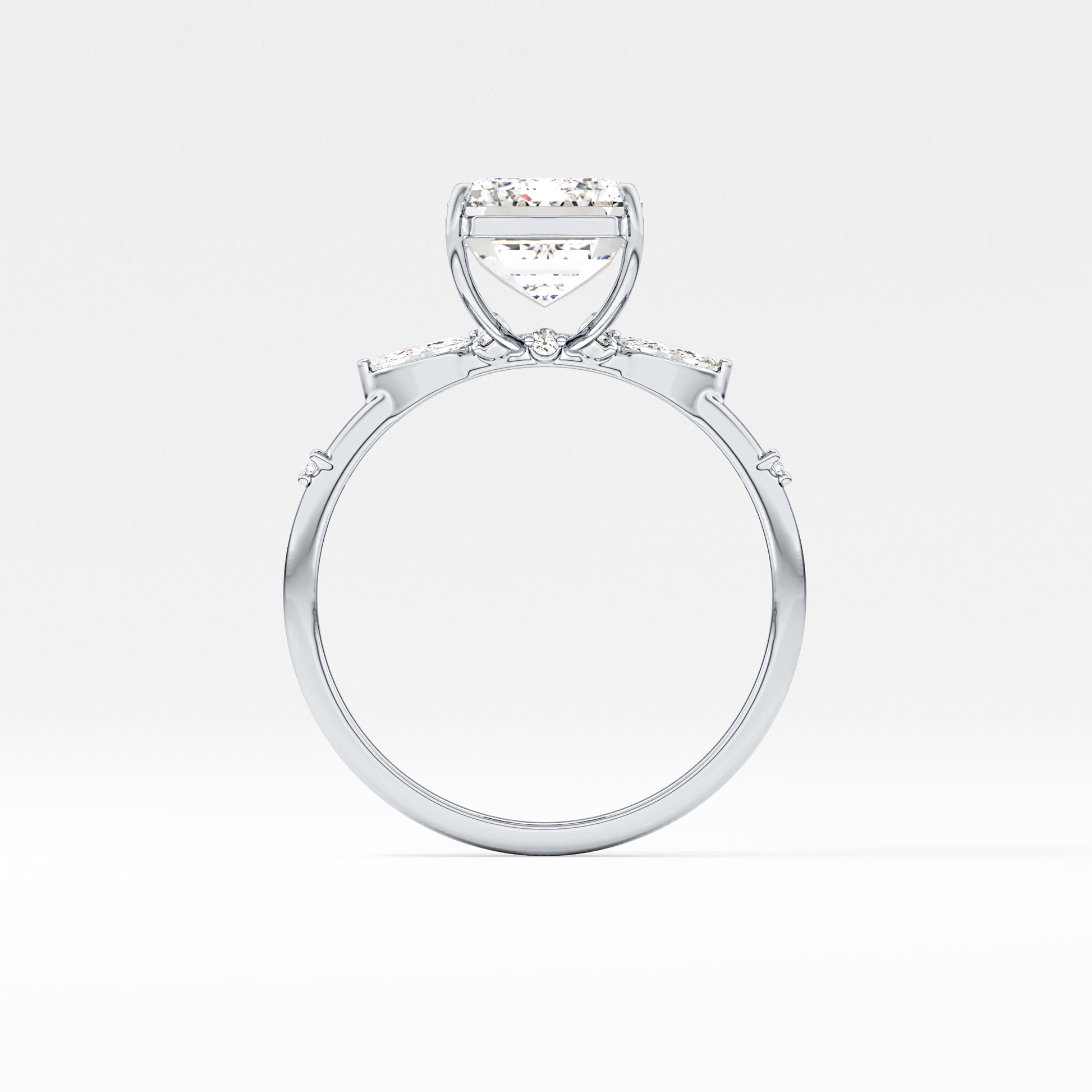 Emerald Solitaire Lab Grown Diamond Engagement Ring