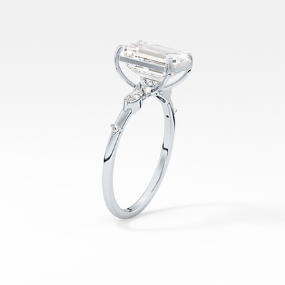 Emerald Solitaire Lab Grown Diamond Engagement Ring