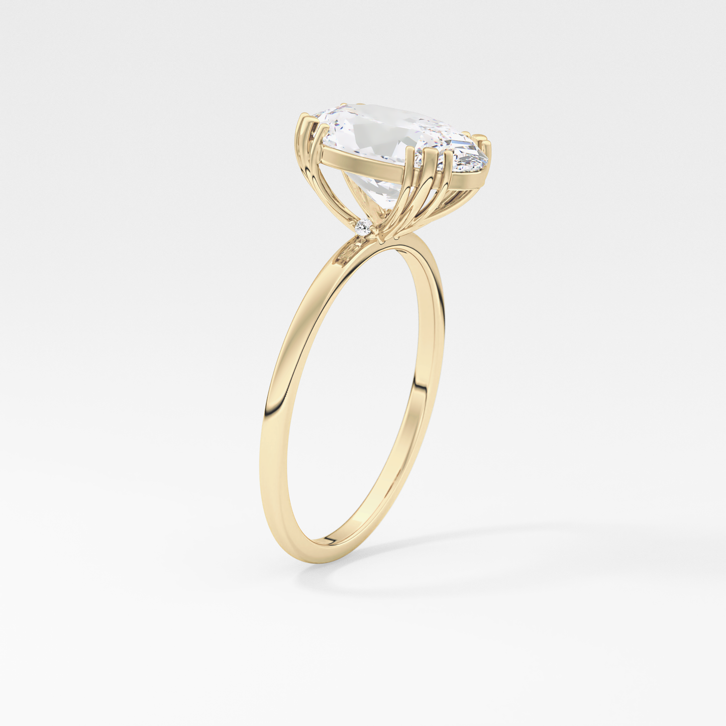 Emerald Solitaire Lab Grown Diamond Engagement Ring