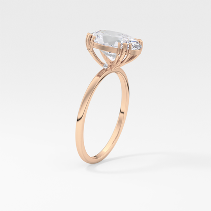 Emerald Solitaire Lab Grown Diamond Engagement Ring