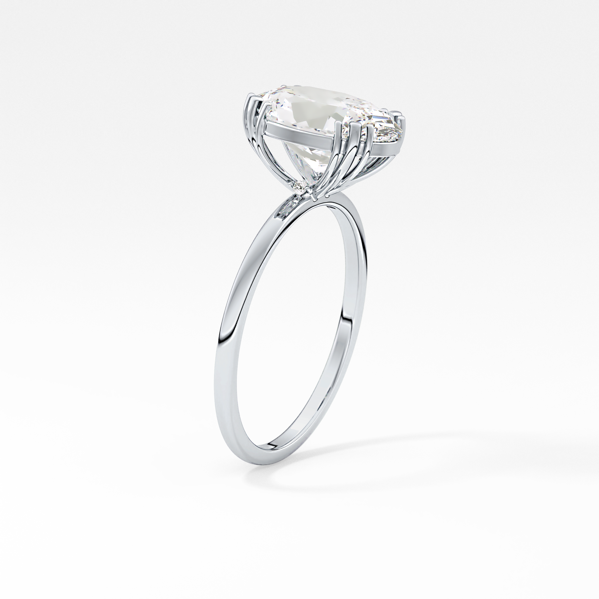 Emerald Solitaire Lab Grown Diamond Engagement Ring