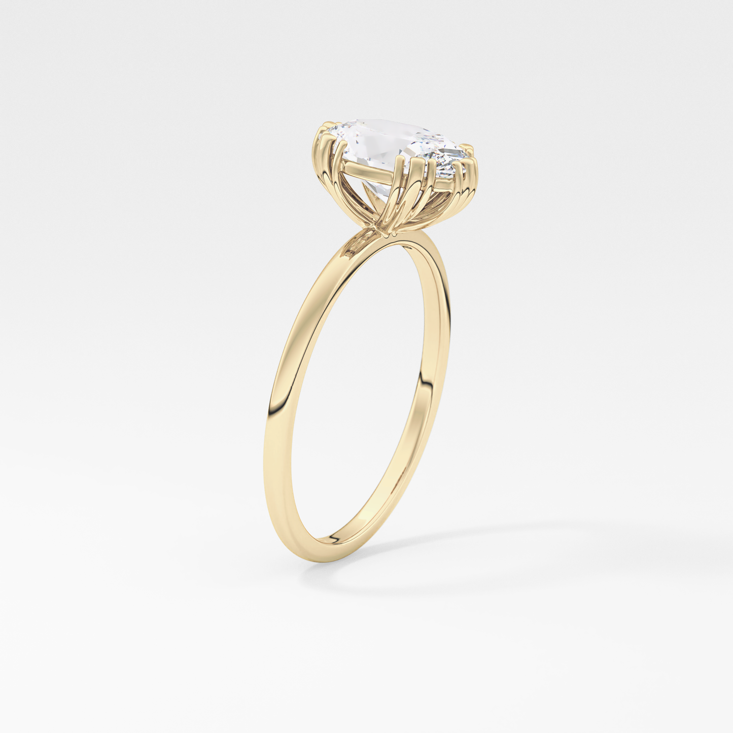 Emerald Solitaire Lab Grown Diamond Engagement Ring