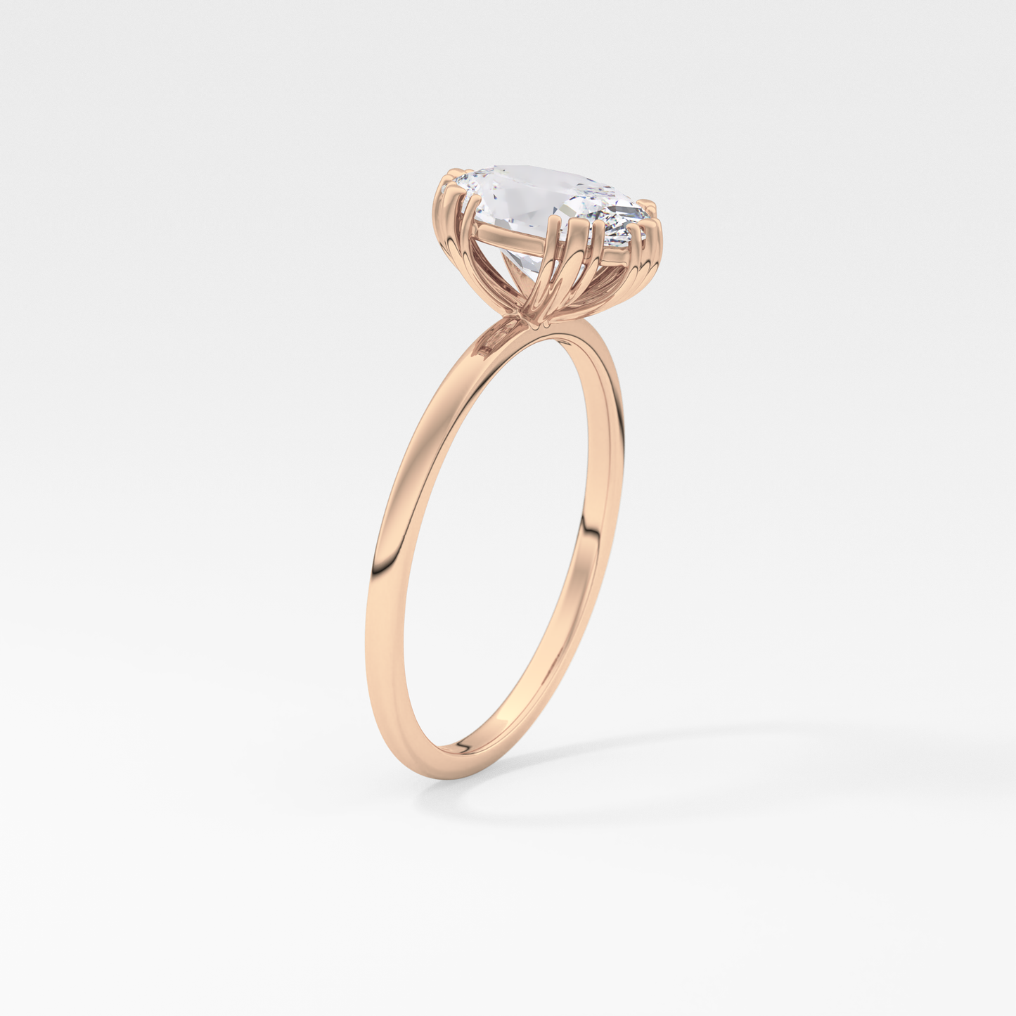 Emerald Solitaire Lab Grown Diamond Engagement Ring