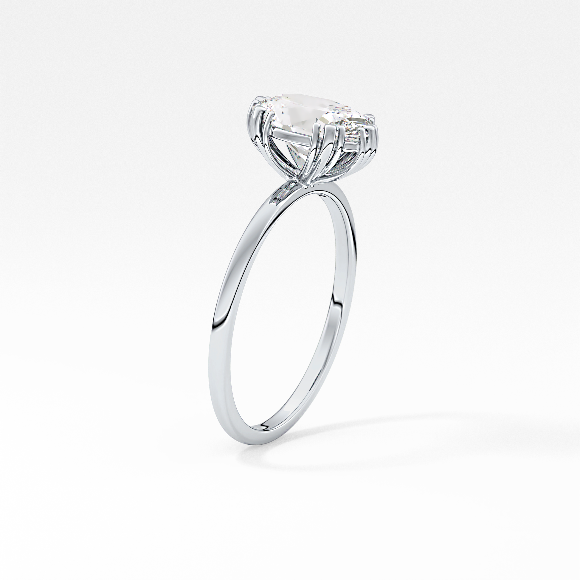 Emerald Solitaire Lab Grown Diamond Engagement Ring