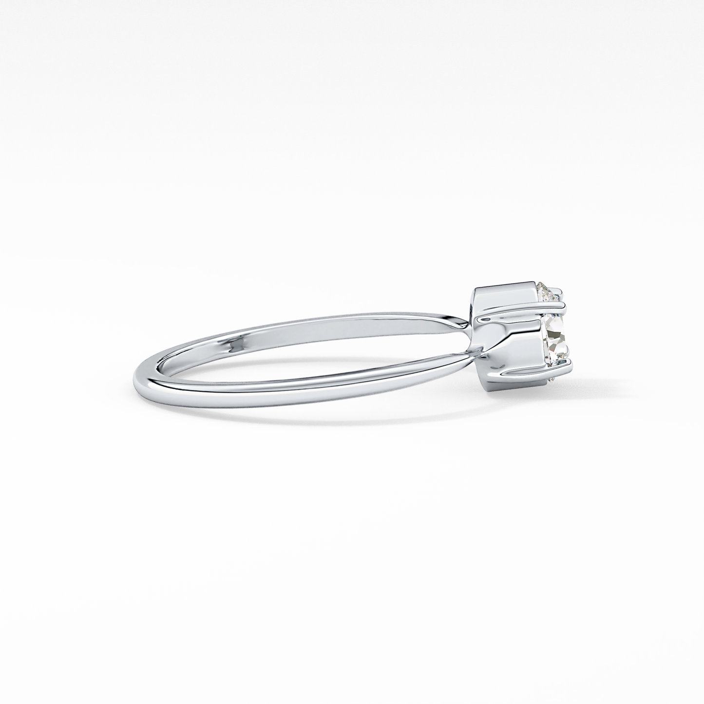 Emerald Solitaire Lab Grown Diamond Engagement Ring