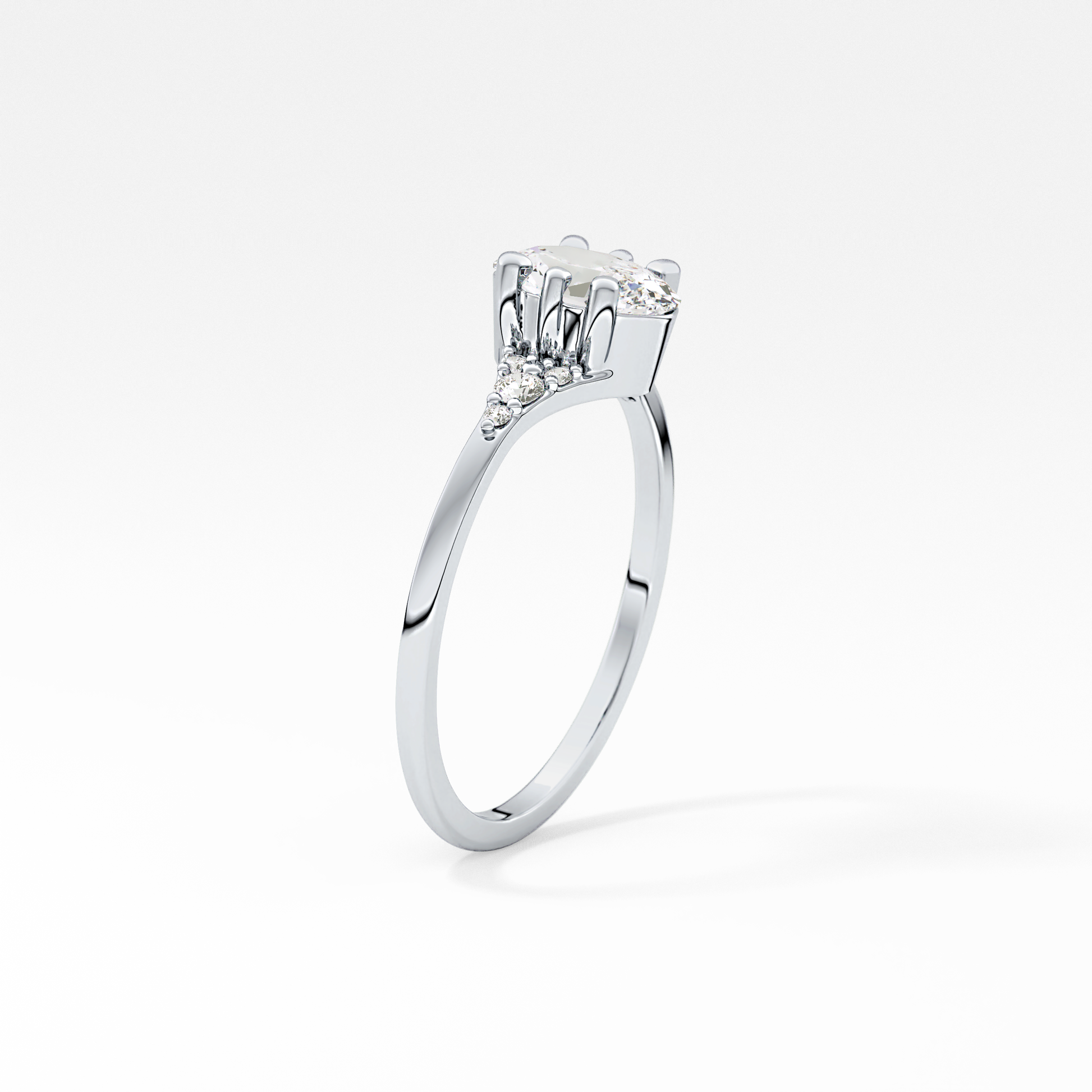 Emerald Solitaire Lab Grown Diamond Engagement Ring