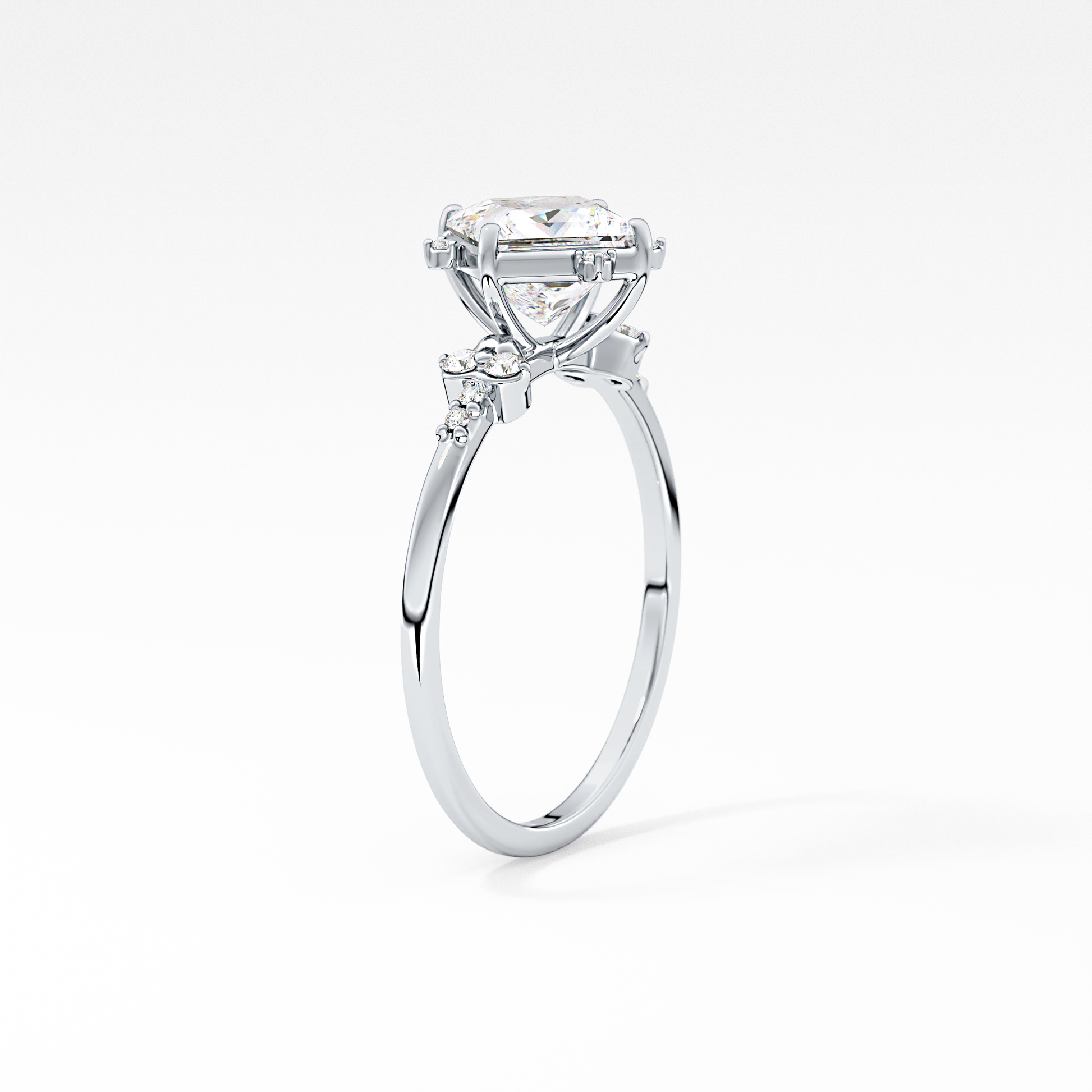 Emerald Solitaire Lab Grown Diamond Engagement Ring