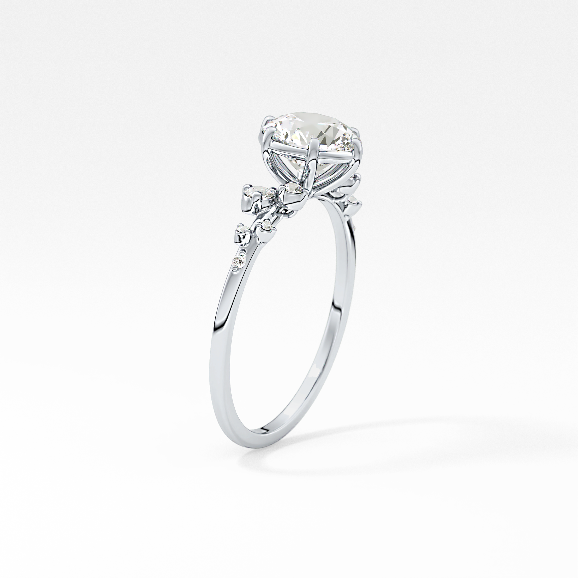 Emerald Solitaire Lab Grown Diamond Engagement Ring