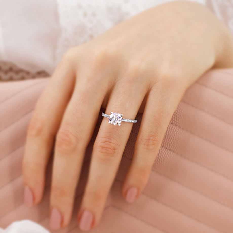 Cushion Pave Lab Grown Diamond Engagement Ring