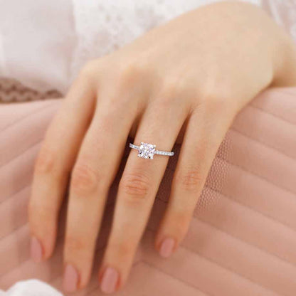 Cushion Pave Lab Grown Diamond Engagement Ring