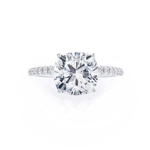 0.80 CT Cushion Shaped Moissanite Solitaire Pave Style Engagement Ring 2