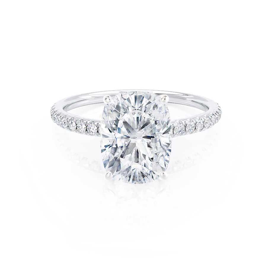 Elongated Cushion Pave Lab Grown Diamond Engagement Ring