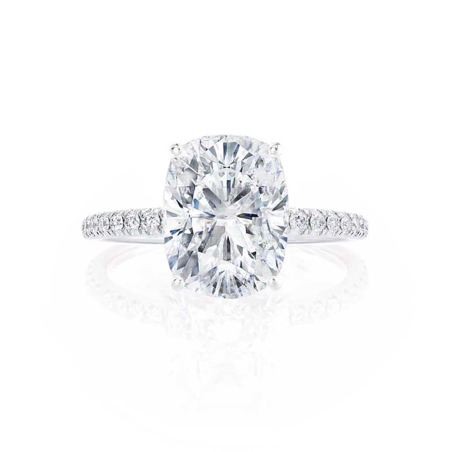 Elongated Cushion Pave Lab Grown Diamond Engagement Ring