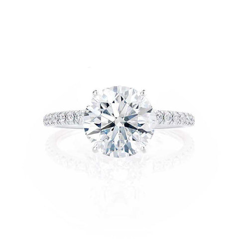 1.0 CT Round Shaped Moissanite Solitaire Pave Style Engagement Ring 4