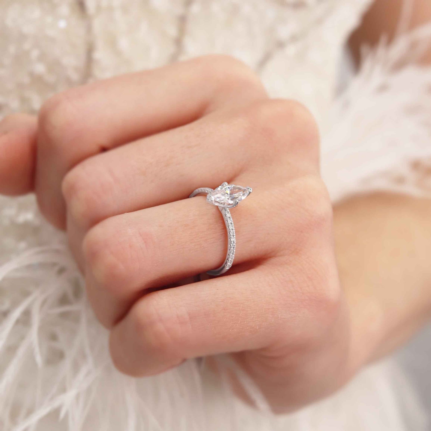 Marquise Pave Lab Grown Diamond Engagement Ring