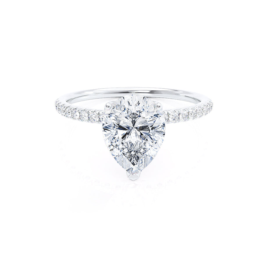 0.94 CT Pear Shaped Moissanite Solitaire Pave Style Engagement Ring 1