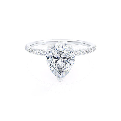 0.94 CT Pear Shaped Moissanite Solitaire Pave Style Engagement Ring 1