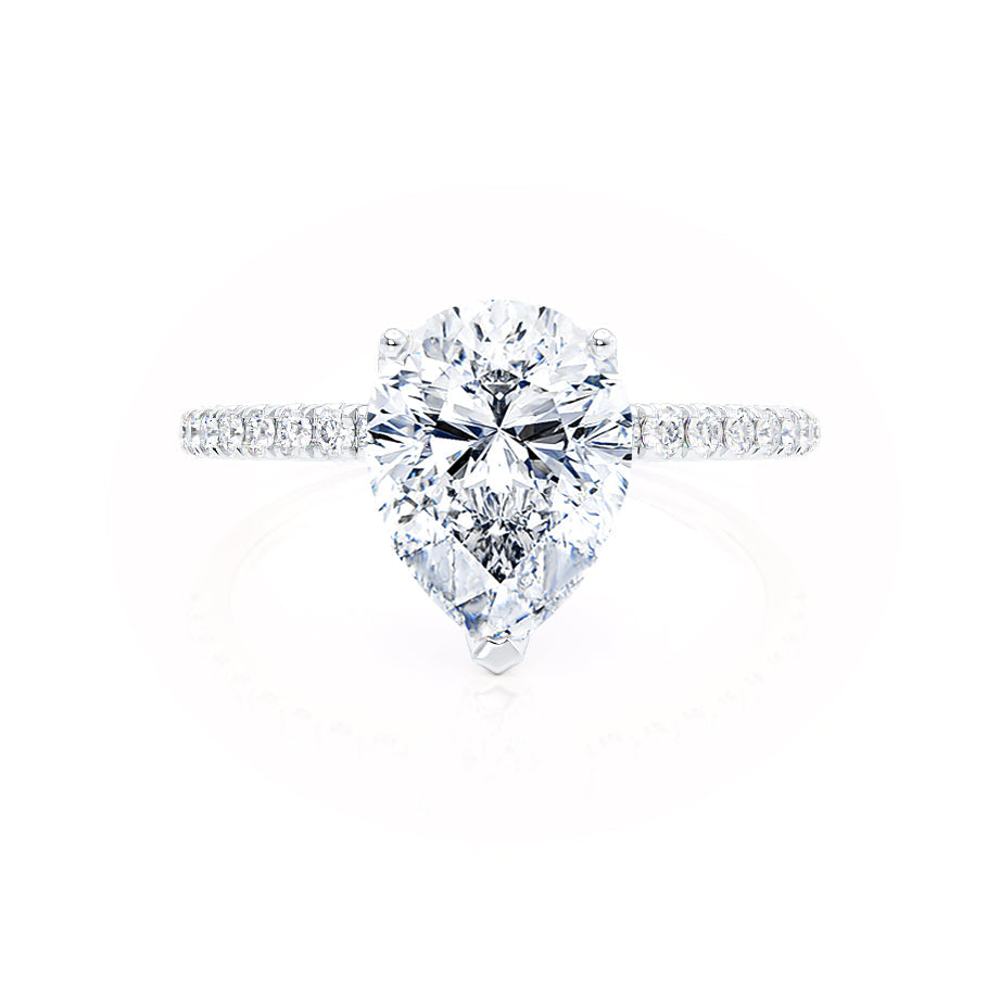 0.94 CT Pear Shaped Moissanite Solitaire Pave Style Engagement Ring 2