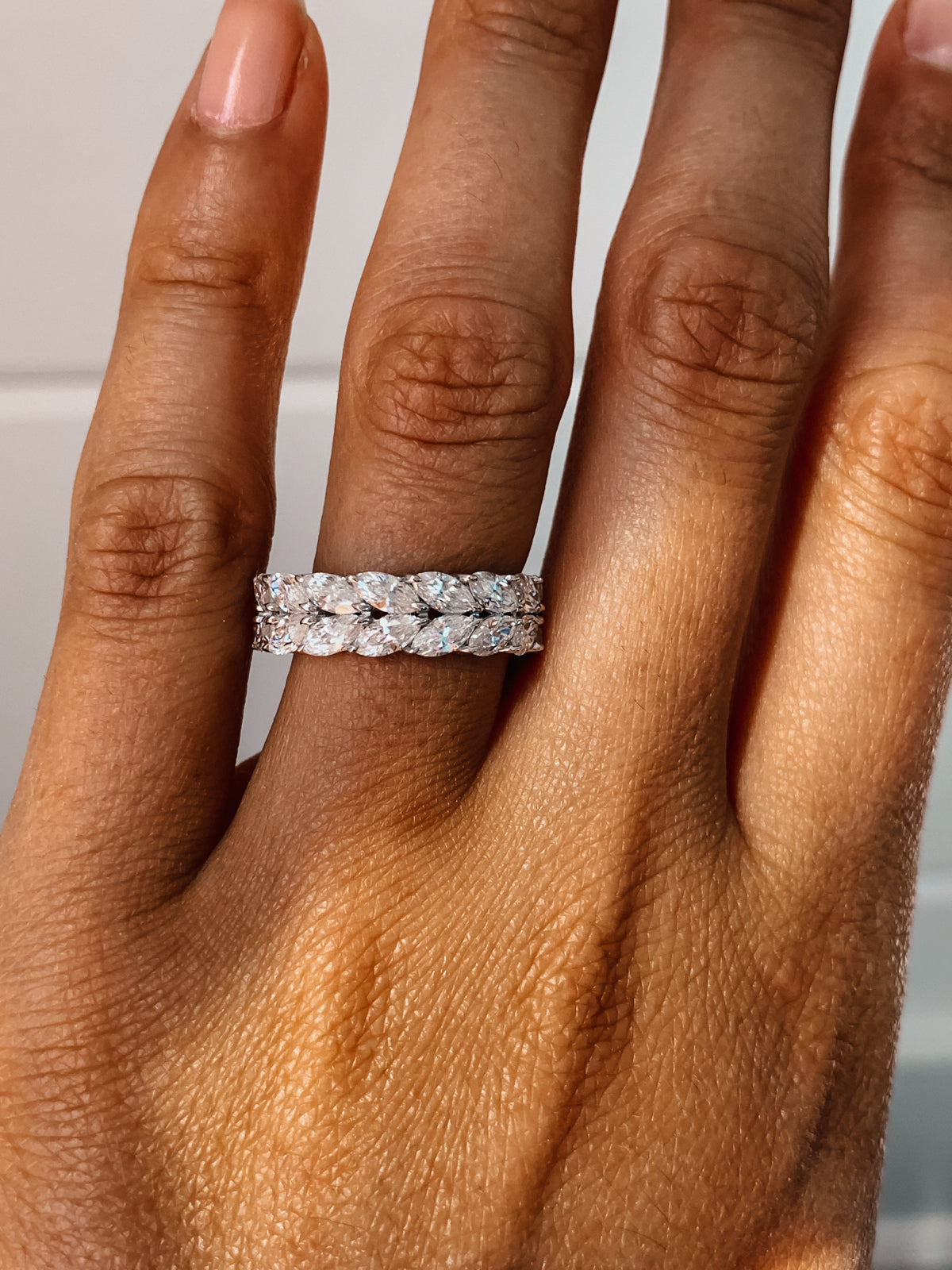 7.5 CT Marquise Shaped Lab Grown Diamond Wedding Band