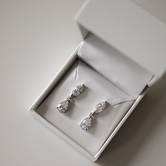 2.64 TCW Marquise & Pear Lab Grown Diamond Drop Earrings