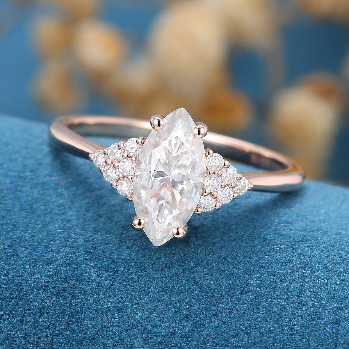 Marquise Cluster Lab Grown Diamond Engagement Ring