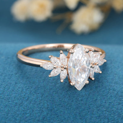 Marquise Cluster Lab Grown Diamond Engagement Ring
