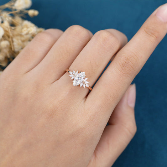 Marquise Cluster Lab Grown Diamond Engagement Ring