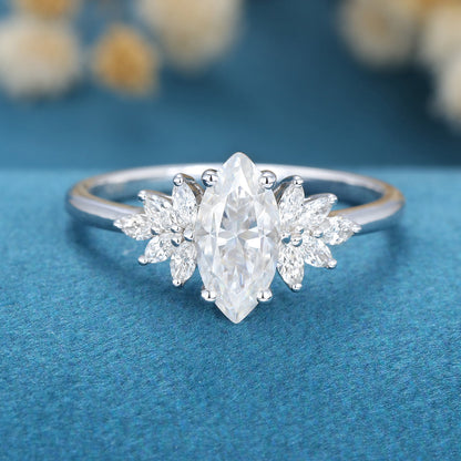Marquise Cluster Lab Grown Diamond Engagement Ring