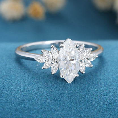 Marquise Cluster Lab Grown Diamond Engagement Ring