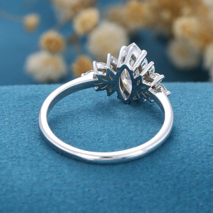 Marquise Cluster Lab Grown Diamond Engagement Ring