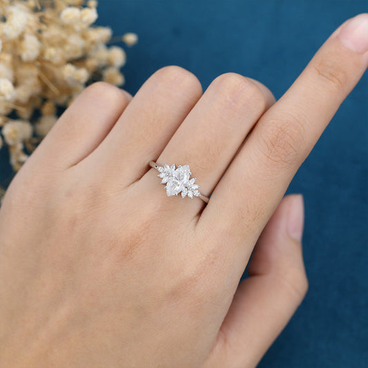 Marquise Cluster Lab Grown Diamond Engagement Ring