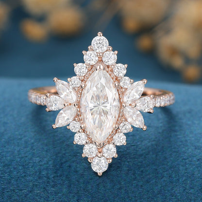 Marquise Cluster Lab Grown Diamond Engagement Ring