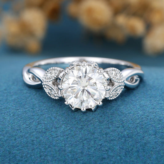 Round Vintage Cluster Lab Grown Diamond Engagement Ring