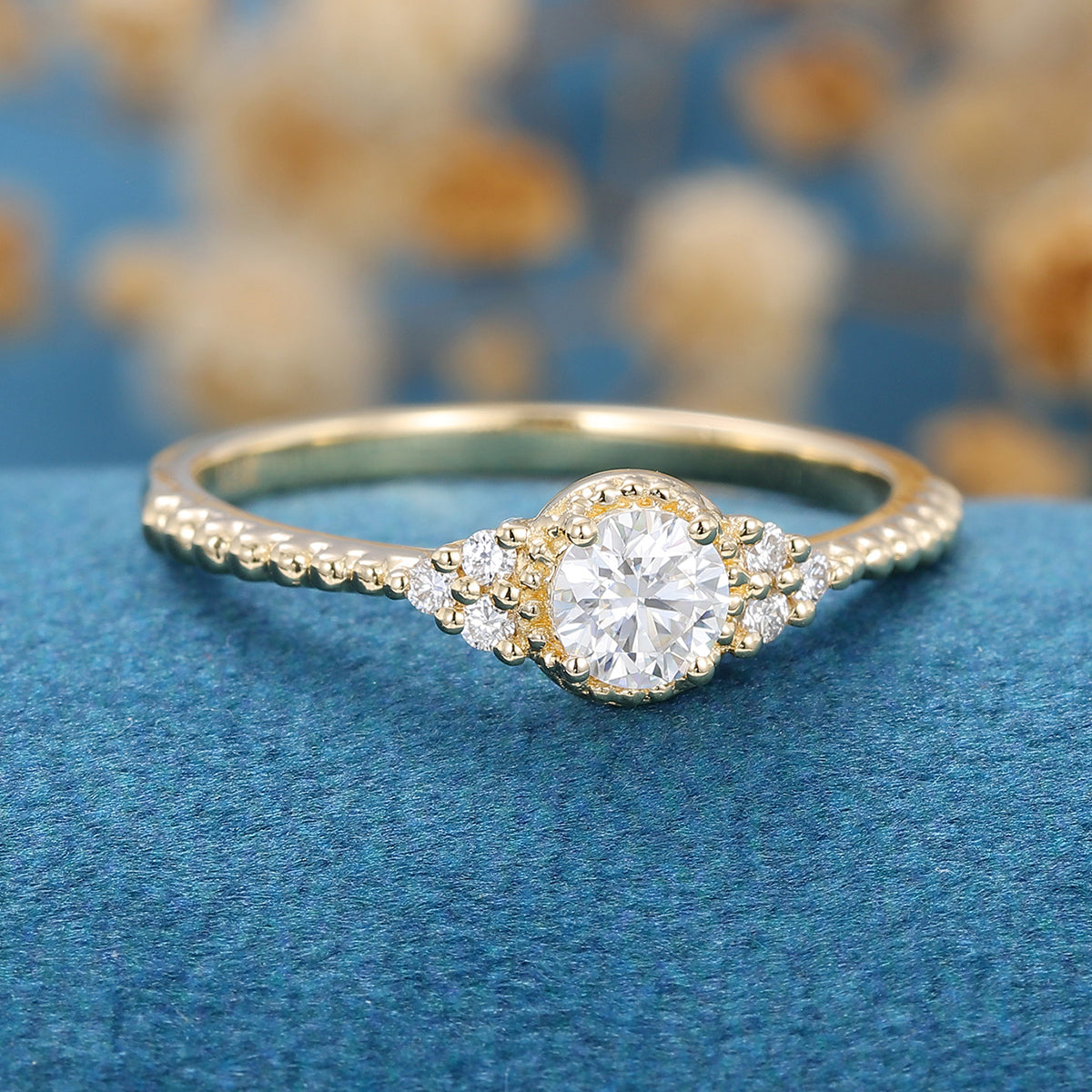 Round Cluster Lab Grown Diamond Engagement Ring