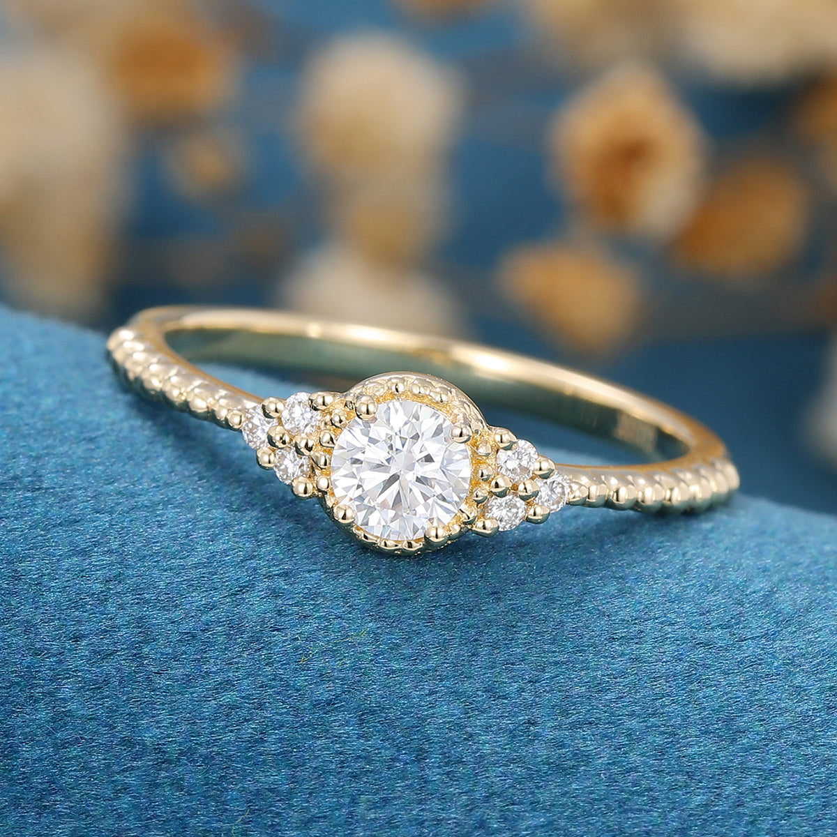 Round Cluster Lab Grown Diamond Engagement Ring