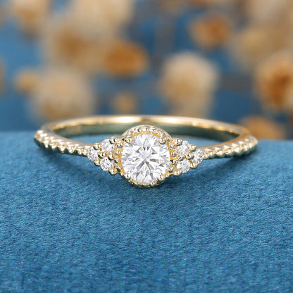 Round Cluster Lab Grown Diamond Engagement Ring